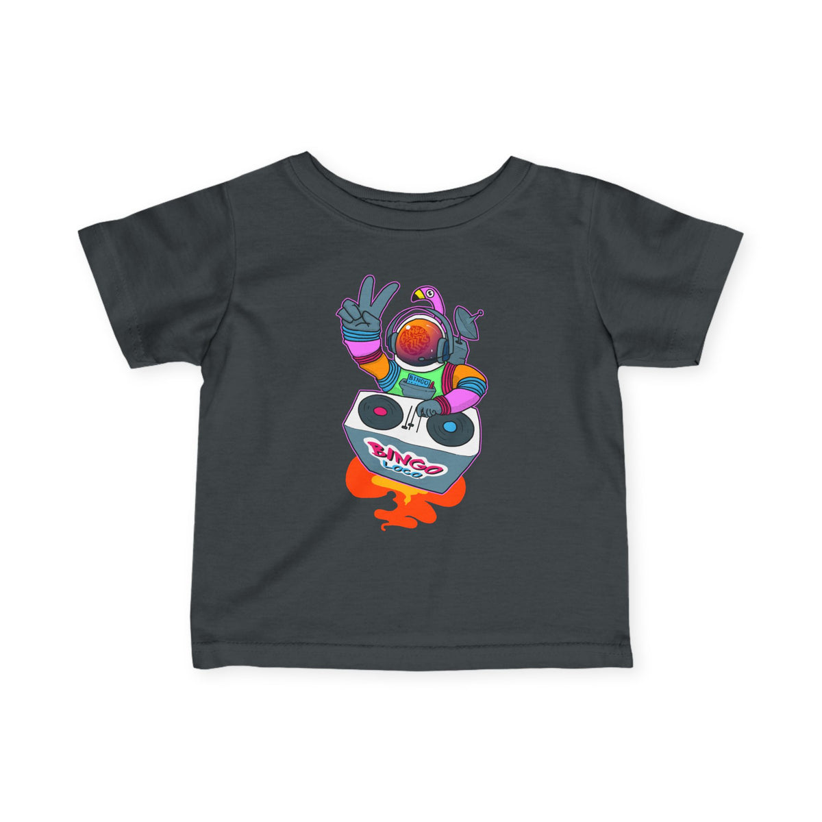 Infant Tee — Colorful DJ Astronaut Baby T‑Shirt (Bingo Loco)