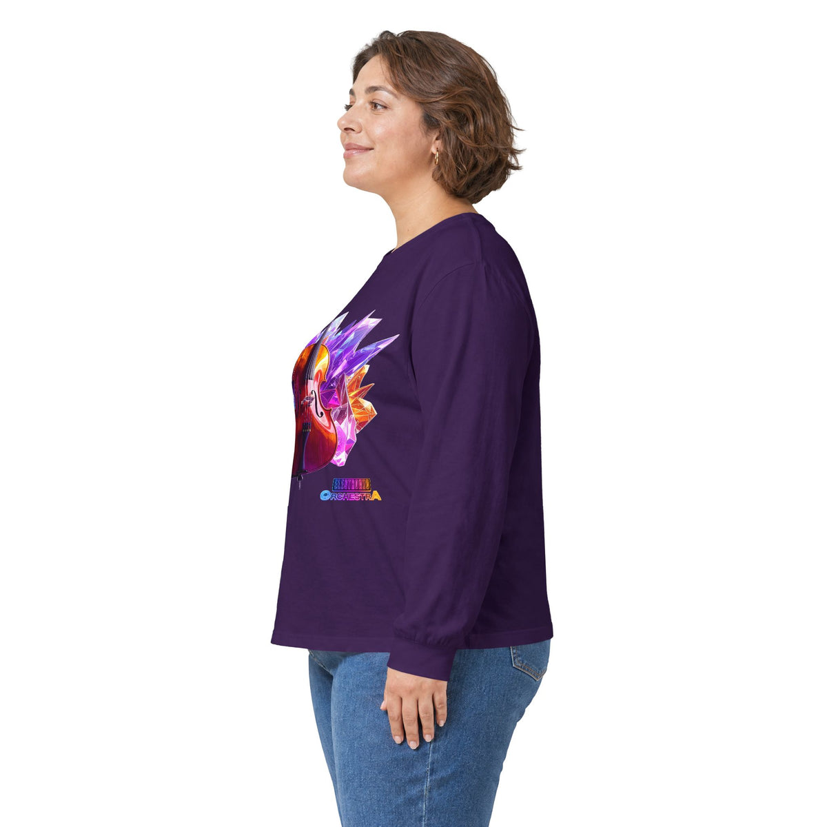 Cello Prism Long Sleeve Tee — Colorful Violin Graphic Shirt