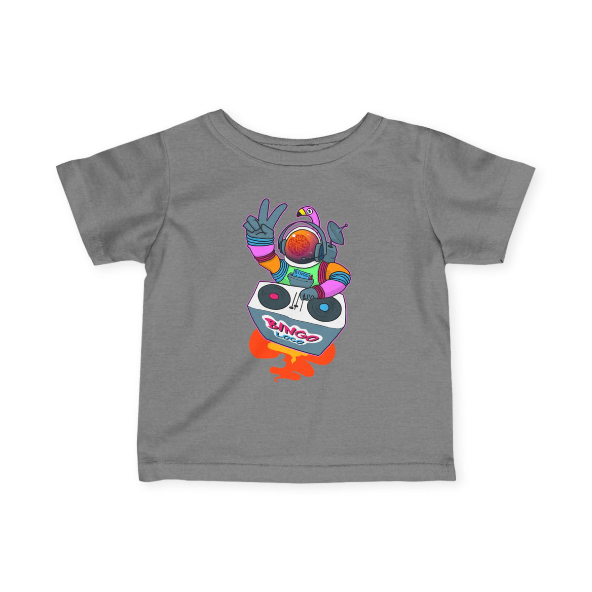 Infant Tee — Colorful DJ Astronaut Baby T‑Shirt (Bingo Loco)