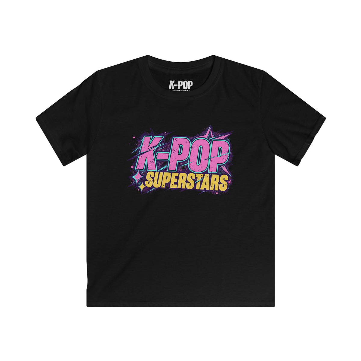 Kids Tee — "K-POP Superstars" Colorful Retro Graphic