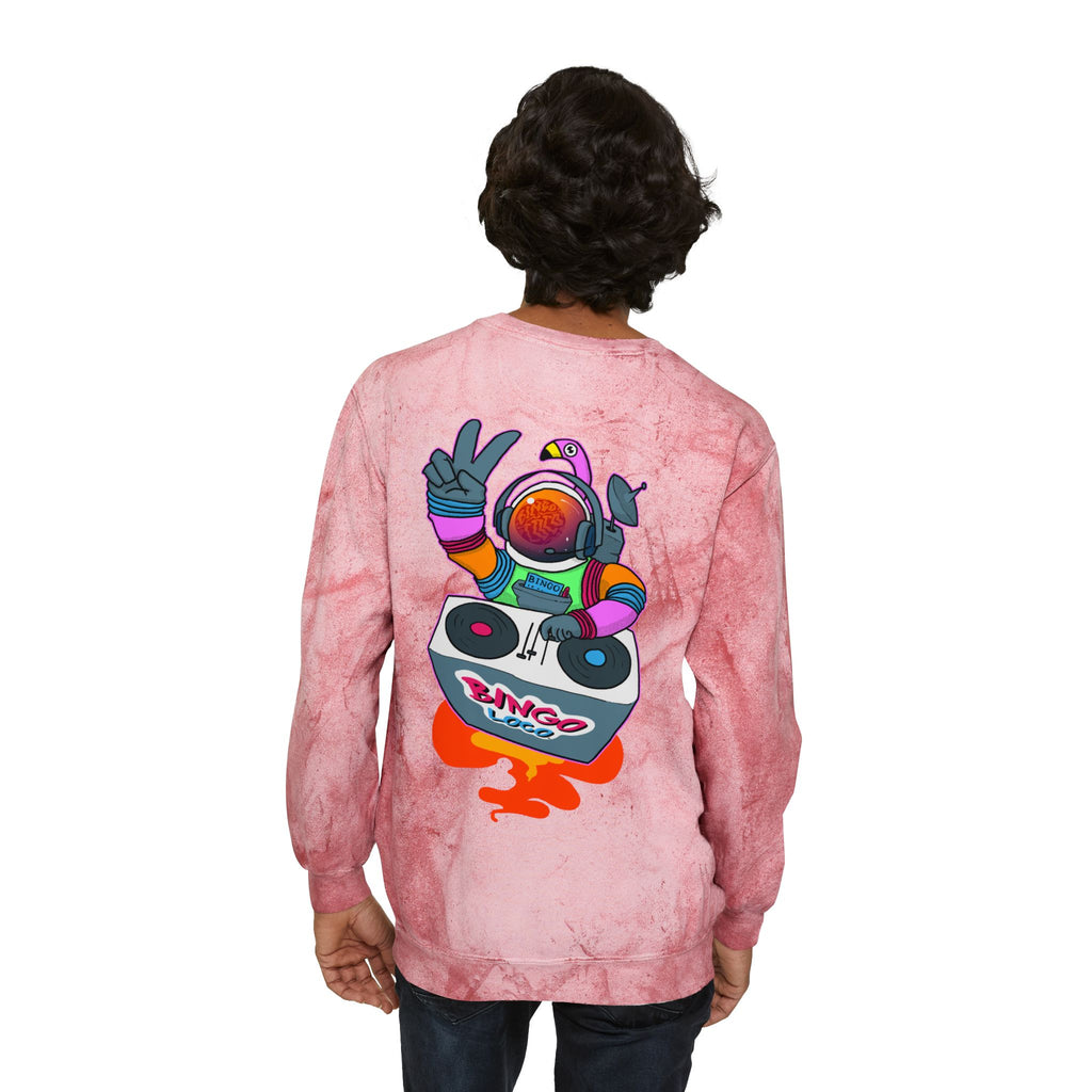 Color Blast Crewneck Sweatshirt — Retro Astronaut DJ Tie-Dye Design