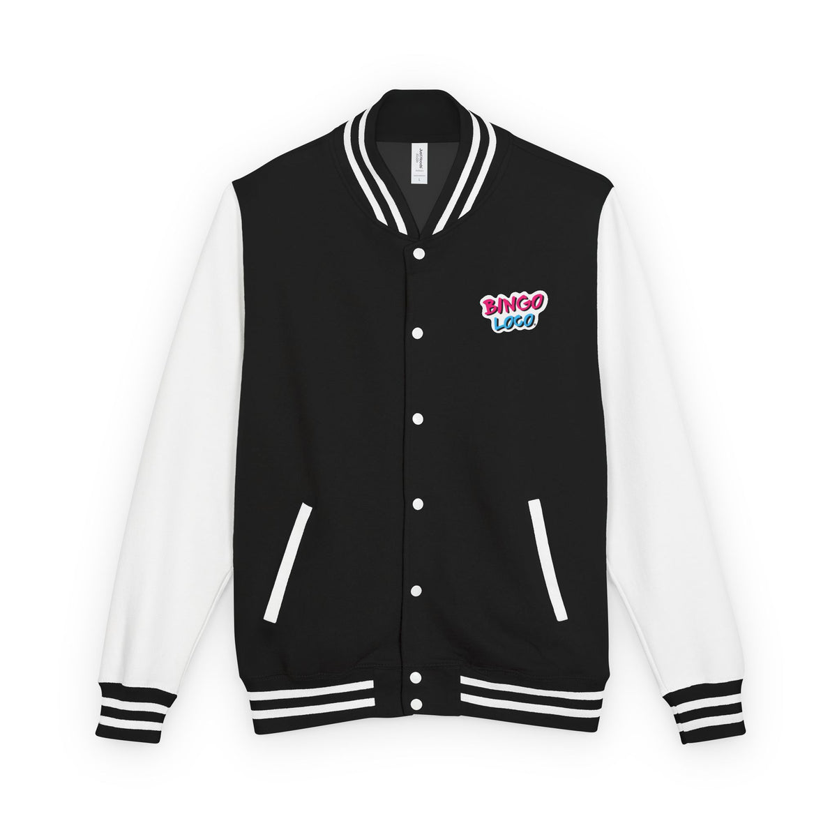 Pink Varsity Letterman Jacket with 'Bingo Logo' Chest Patch