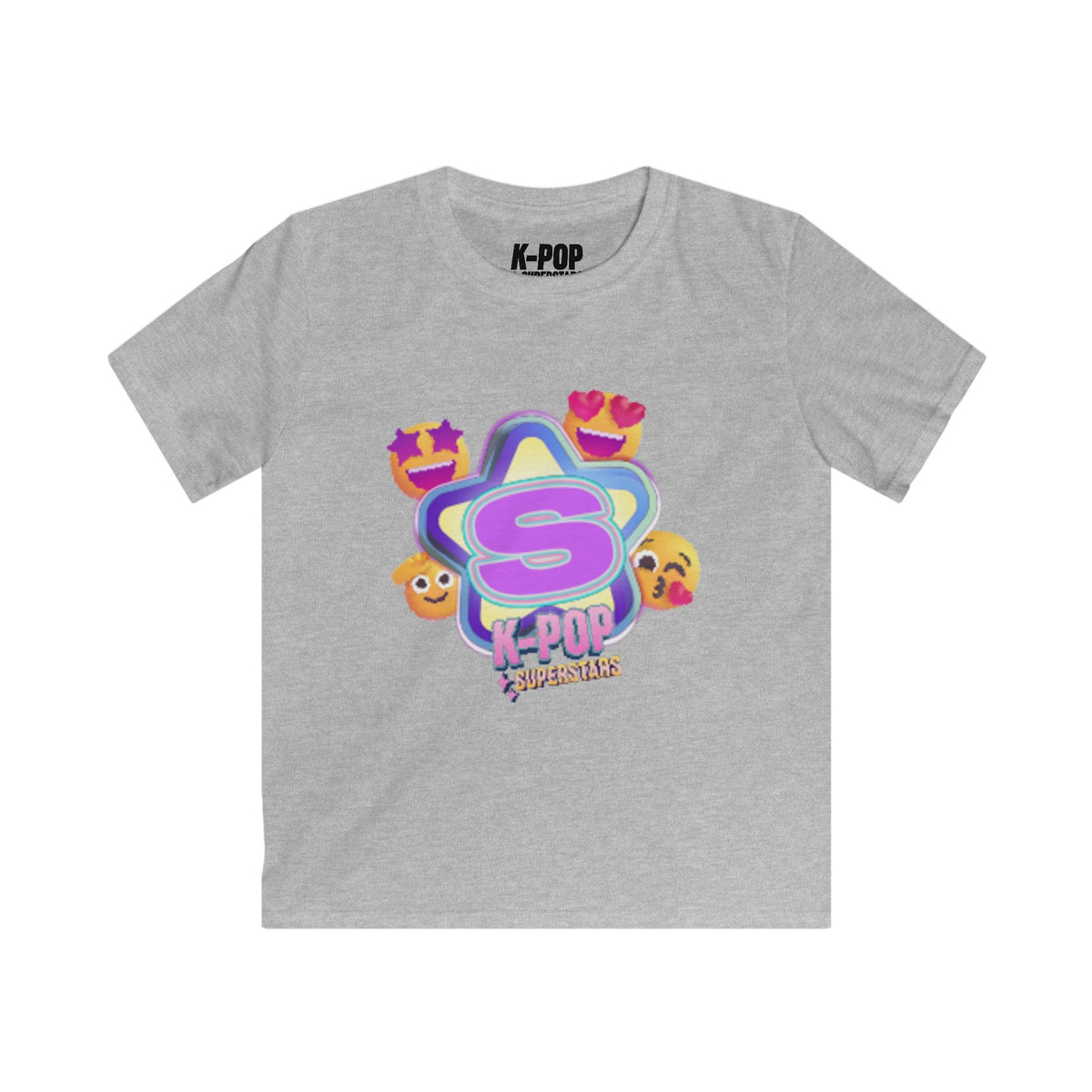 Kids K-Pop Superstar Tee — Cute Star & Emoji Graphic