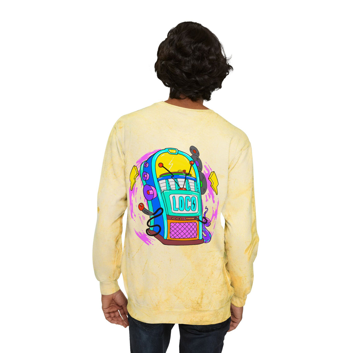 Color Blast Crewneck Sweatshirt — Juke Box Tie-Dye Design