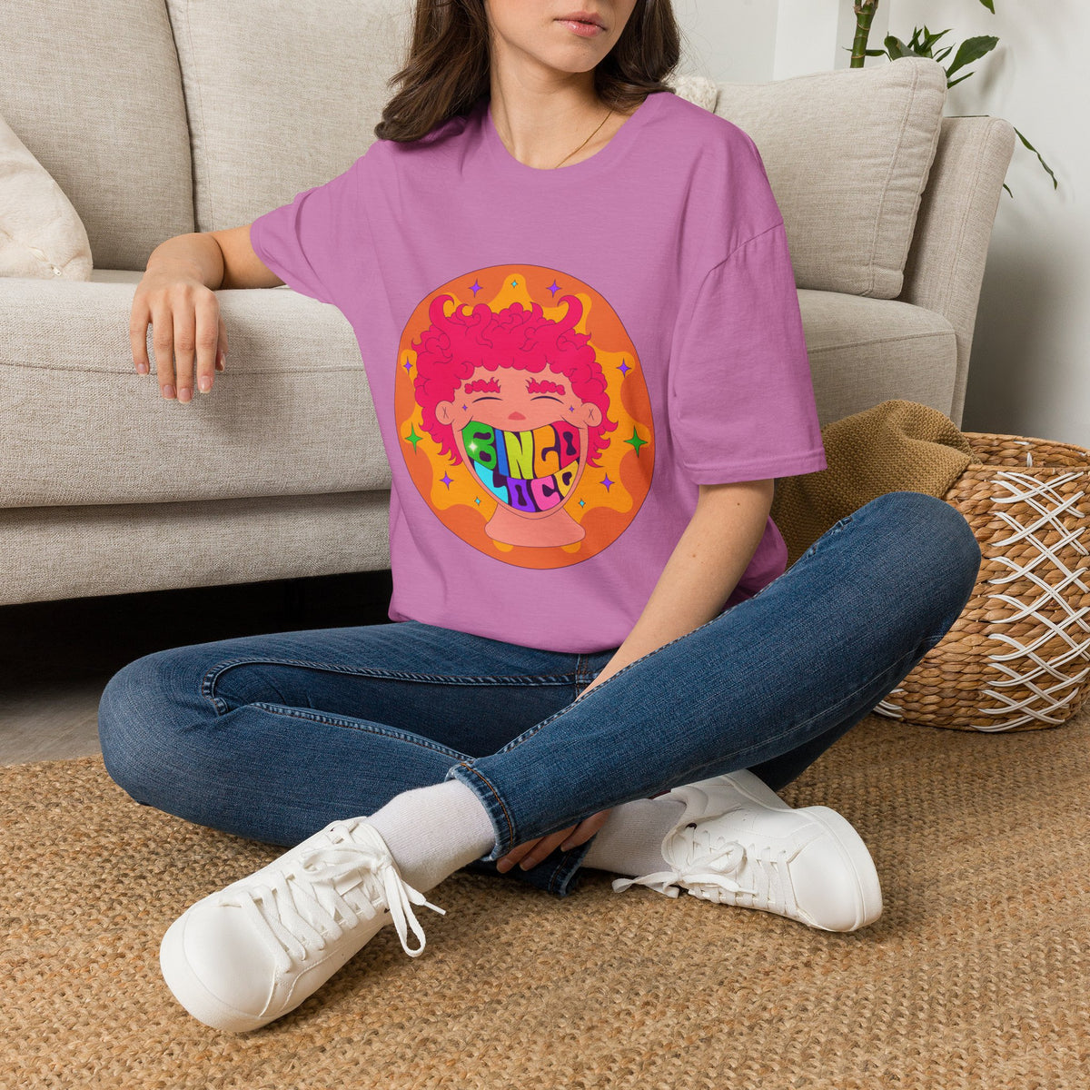 Good Vibes Colorful Peace Sign Graphic T-Shirt