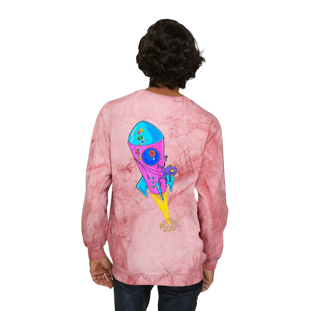 Color Blast Crewneck Sweatshirt — Rocket Tie-Dye Design