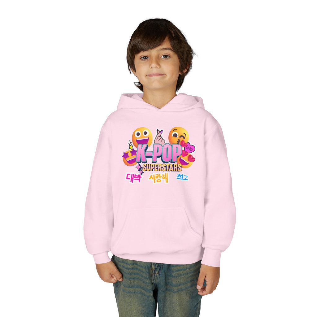 K-Pop Superstars Kids Hoodie — Cute Emoji Graphic Sweatshirt