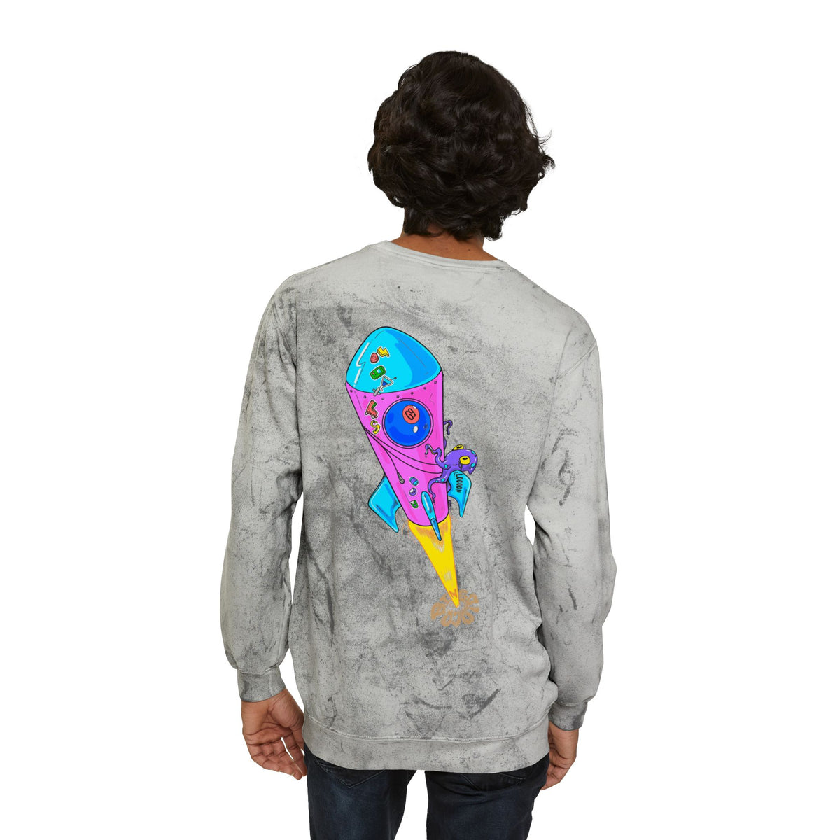 Color Blast Crewneck Sweatshirt — Rocket Tie-Dye Design