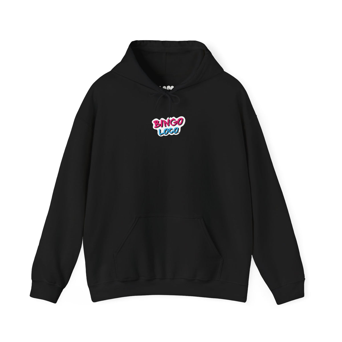 Bingo Logo Hoodie — Retro Pink & Blue Minimal Chest Graphic