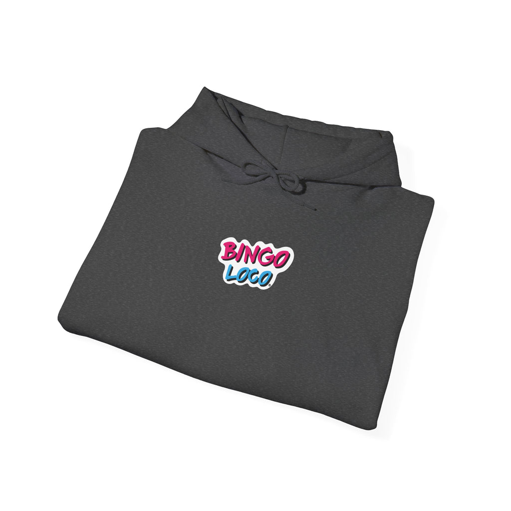 Bingo Logo Hoodie — Retro Pink & Blue Minimal Chest Graphic