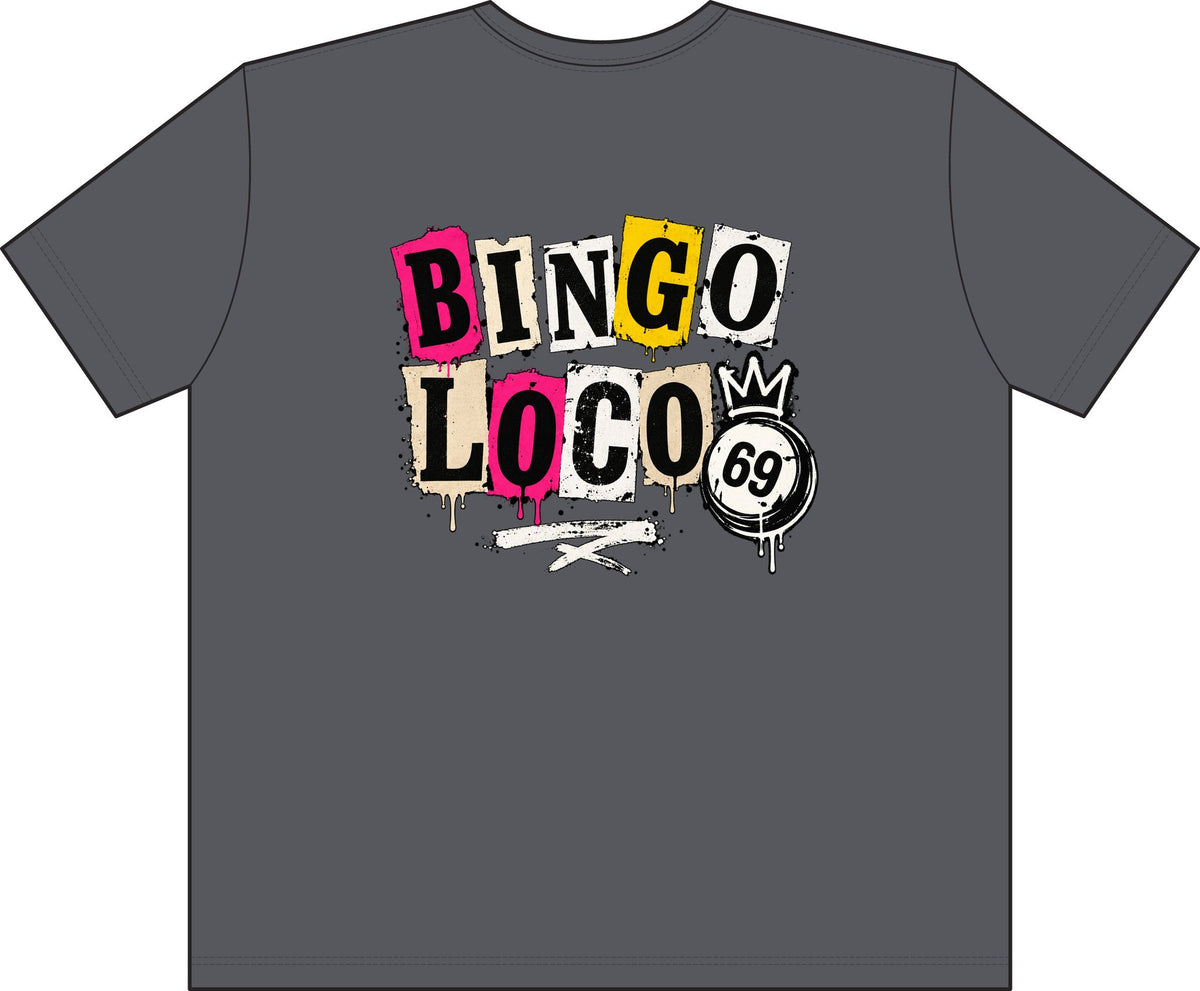 Bingo Loco Retro Street T‑Shirt — Vintage Graffiti Bingo Design