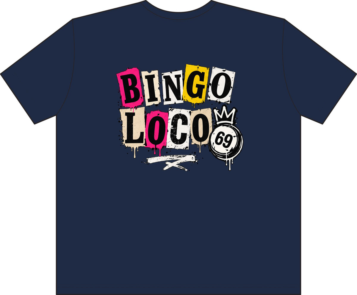 Bingo Loco Retro Street T‑Shirt — Vintage Graffiti Bingo Design