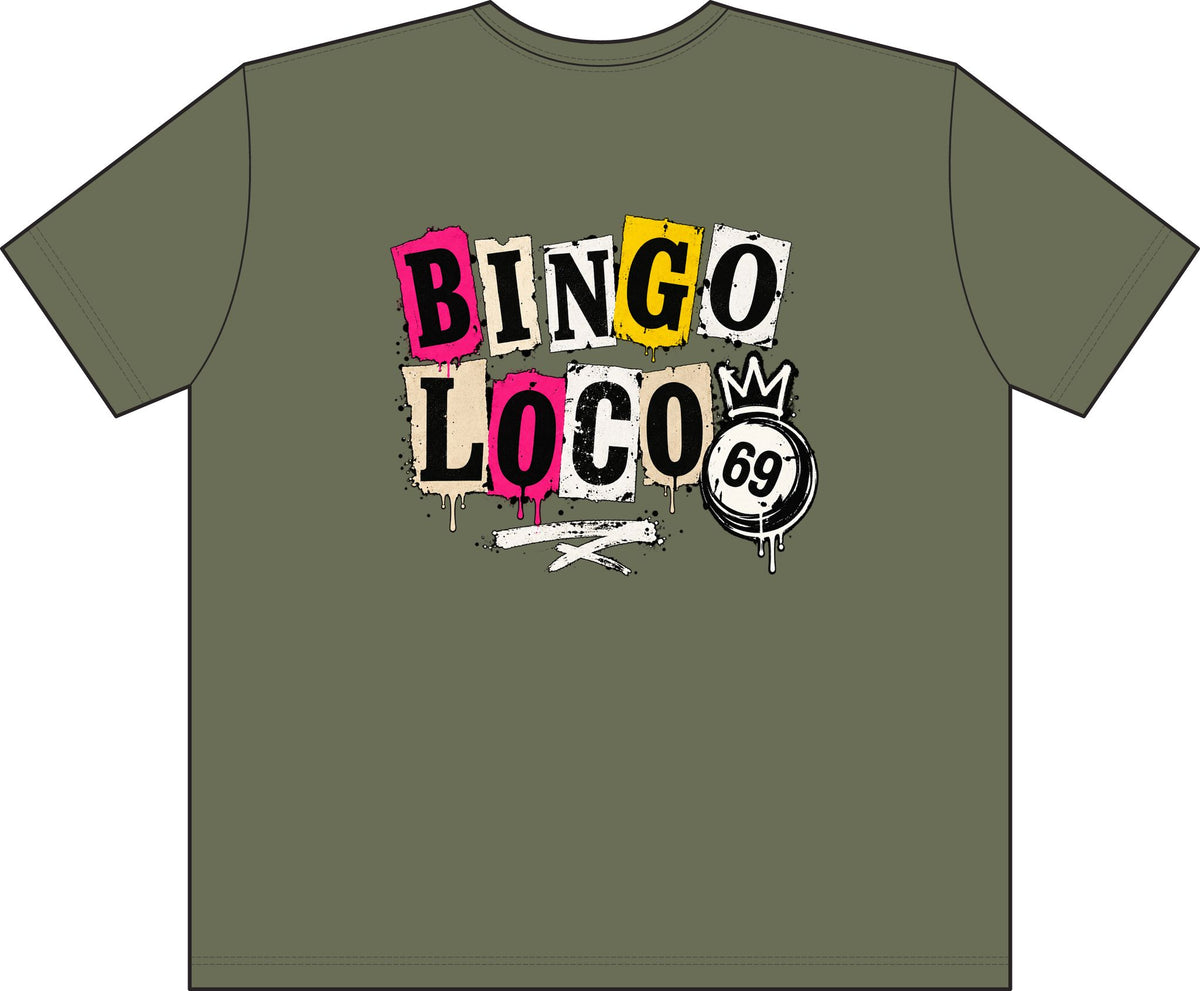 Bingo Loco Retro Street T‑Shirt — Vintage Graffiti Bingo Design