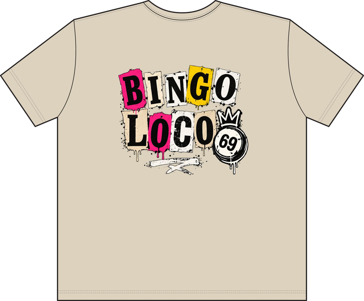 Bingo Loco Retro Street T‑Shirt — Vintage Graffiti Bingo Design