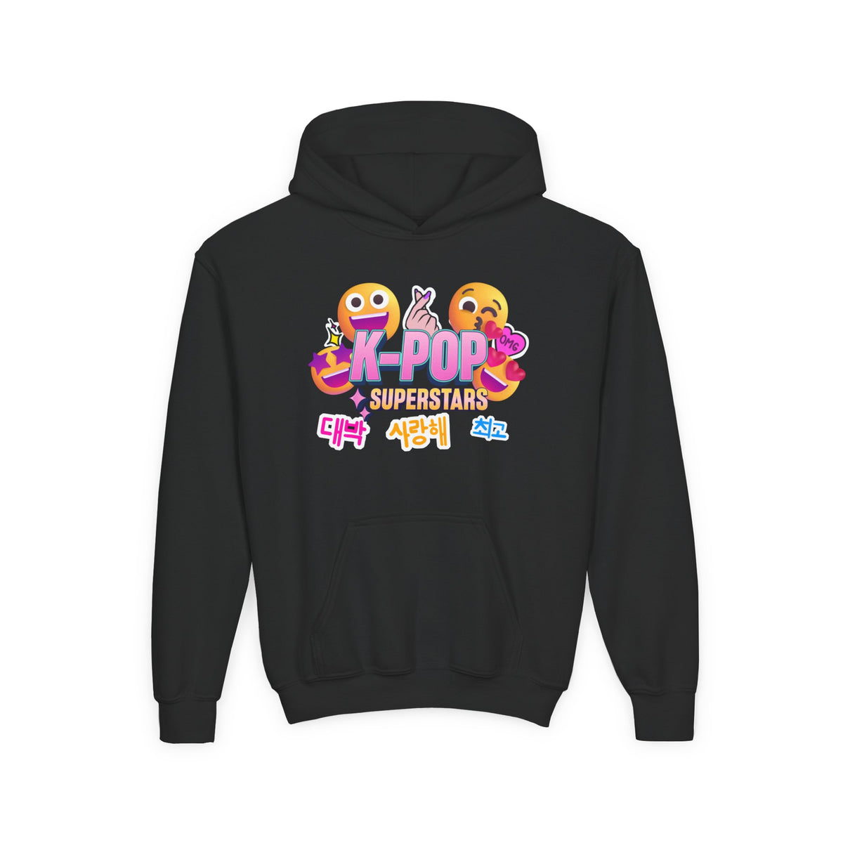 K-Pop Superstars Kids Hoodie — Cute Emoji Graphic Sweatshirt