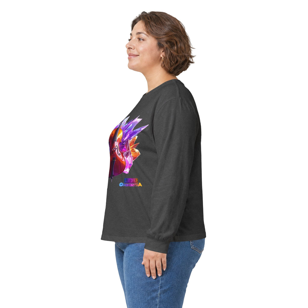 Cello Prism Long Sleeve Tee — Colorful Violin Graphic Shirt