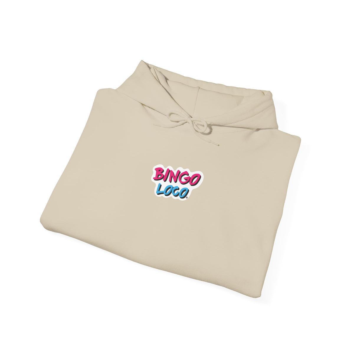 Bingo Logo Hoodie — Retro Pink & Blue Minimal Chest Graphic