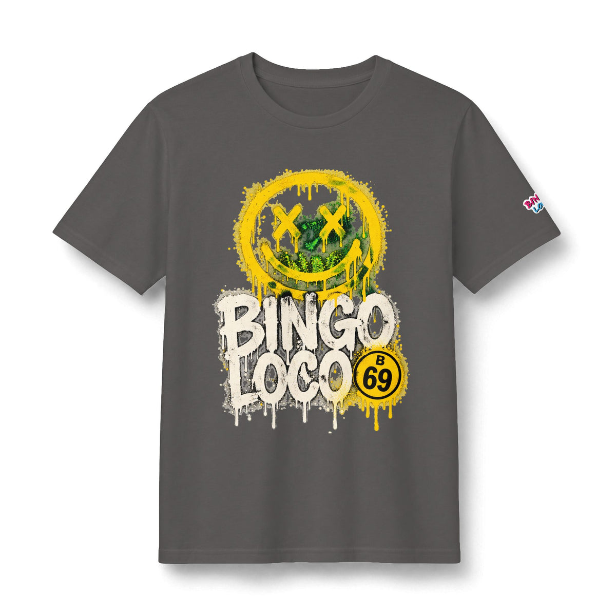 Bingo Loco Neon Green Concert Tee — Graphic Smiley Band Shirt