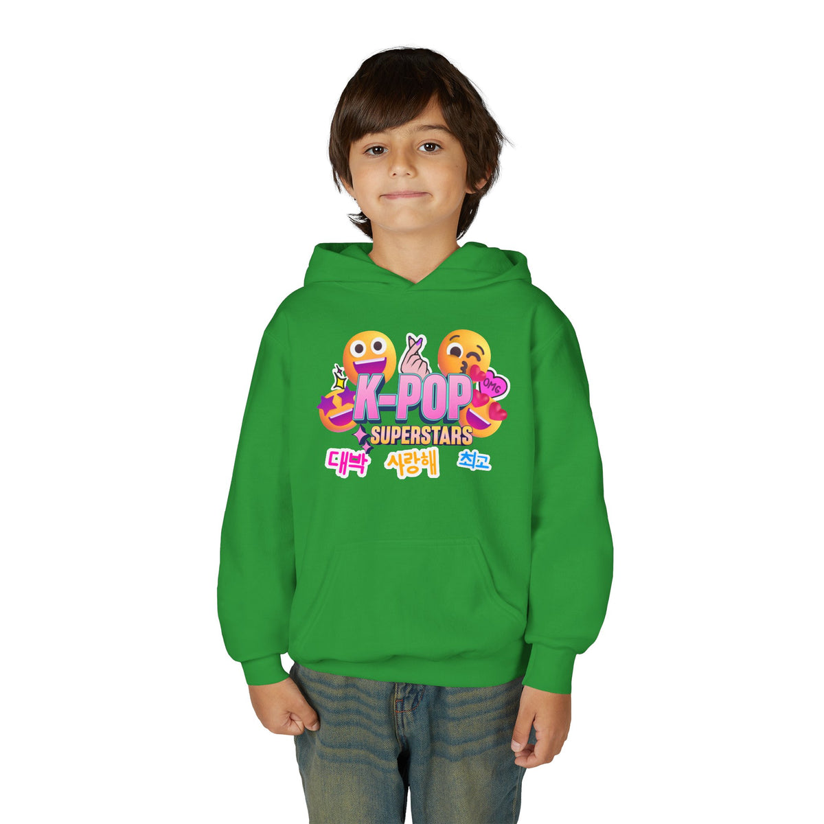 K-Pop Superstars Kids Hoodie — Cute Emoji Graphic Sweatshirt