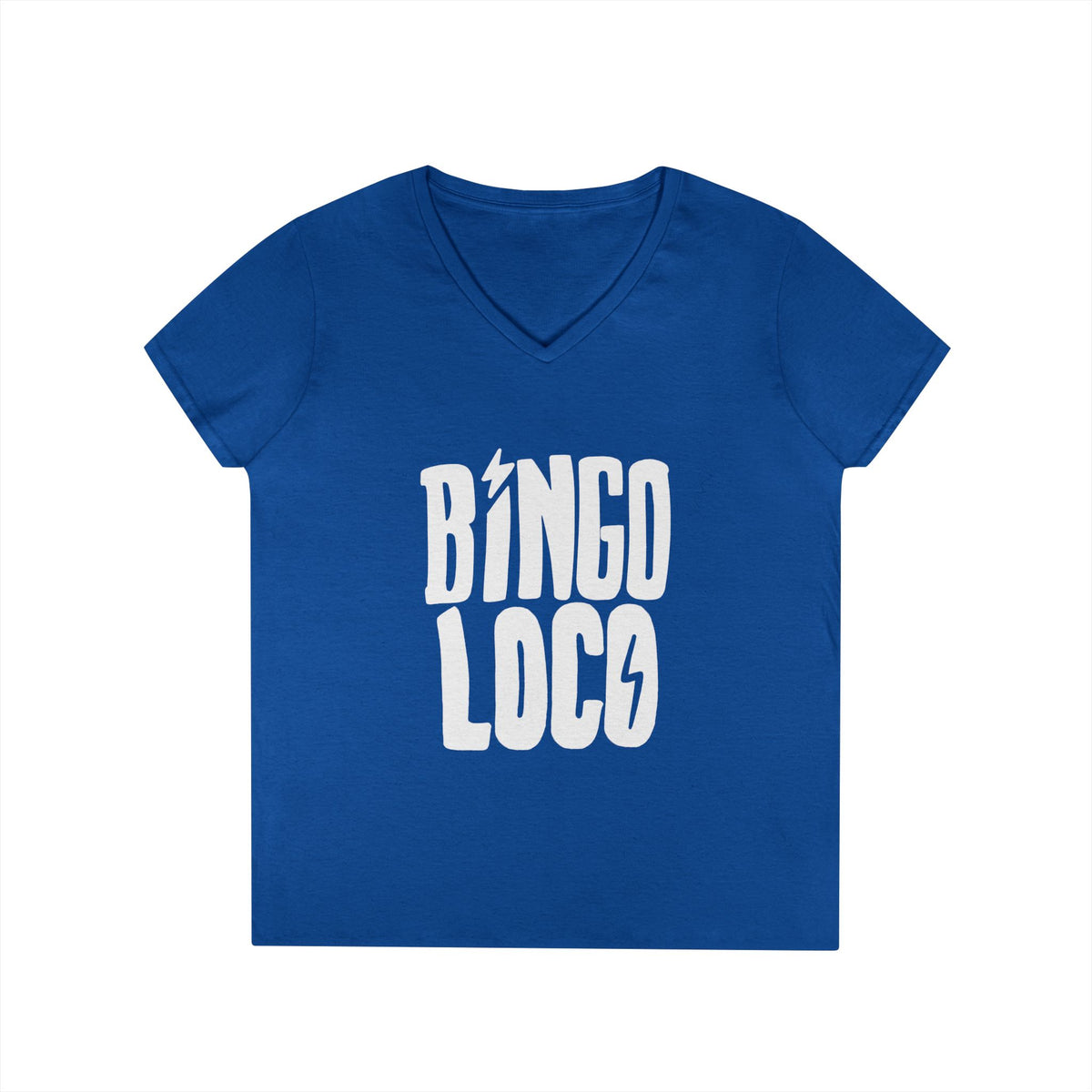 Bingo Loco V-Neck Tee — Retro Lightning Logo Women's T-Shirt