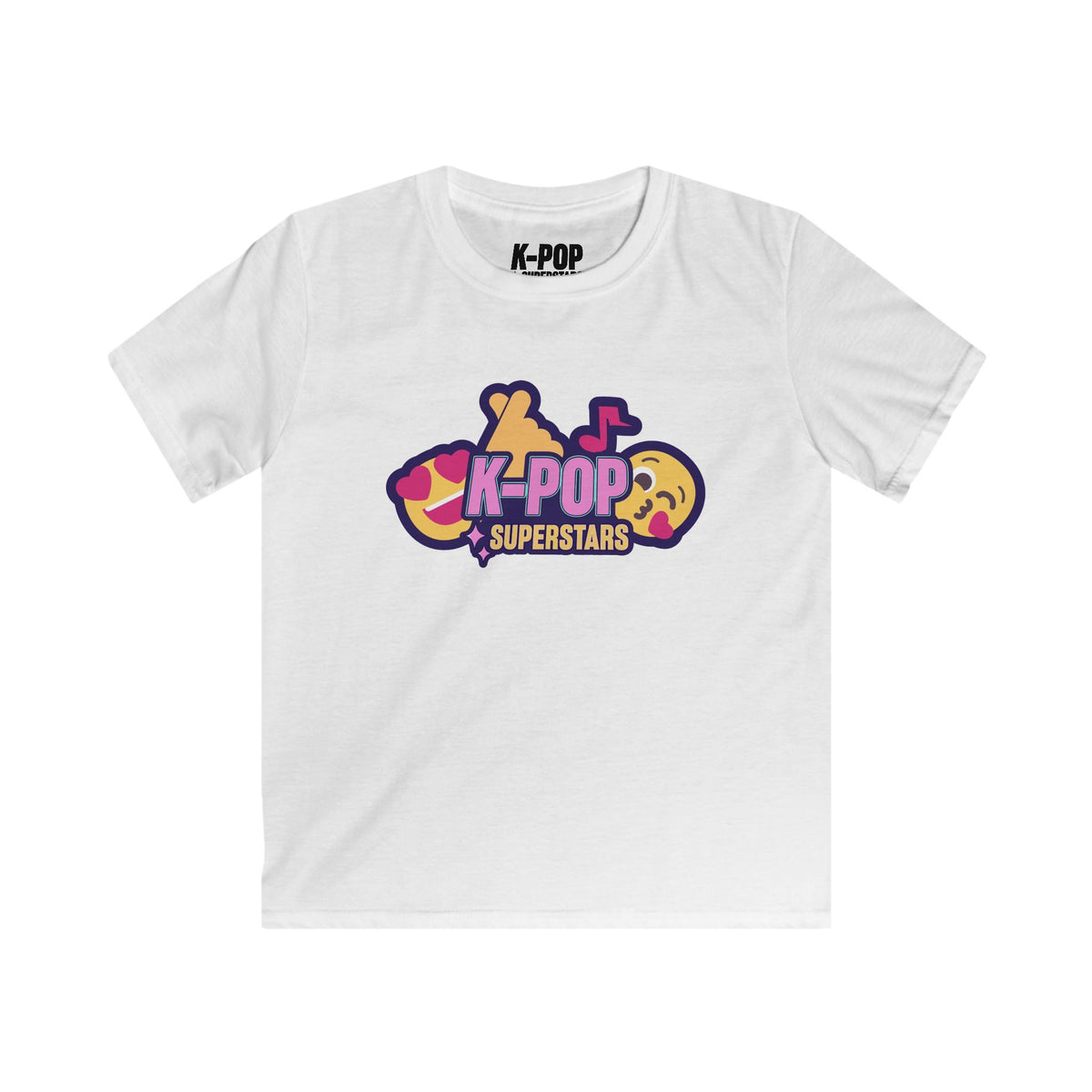 Kids K-Pop Superstars T-Shirt — Cute K-Pop Emoji Graphic Tee for Children