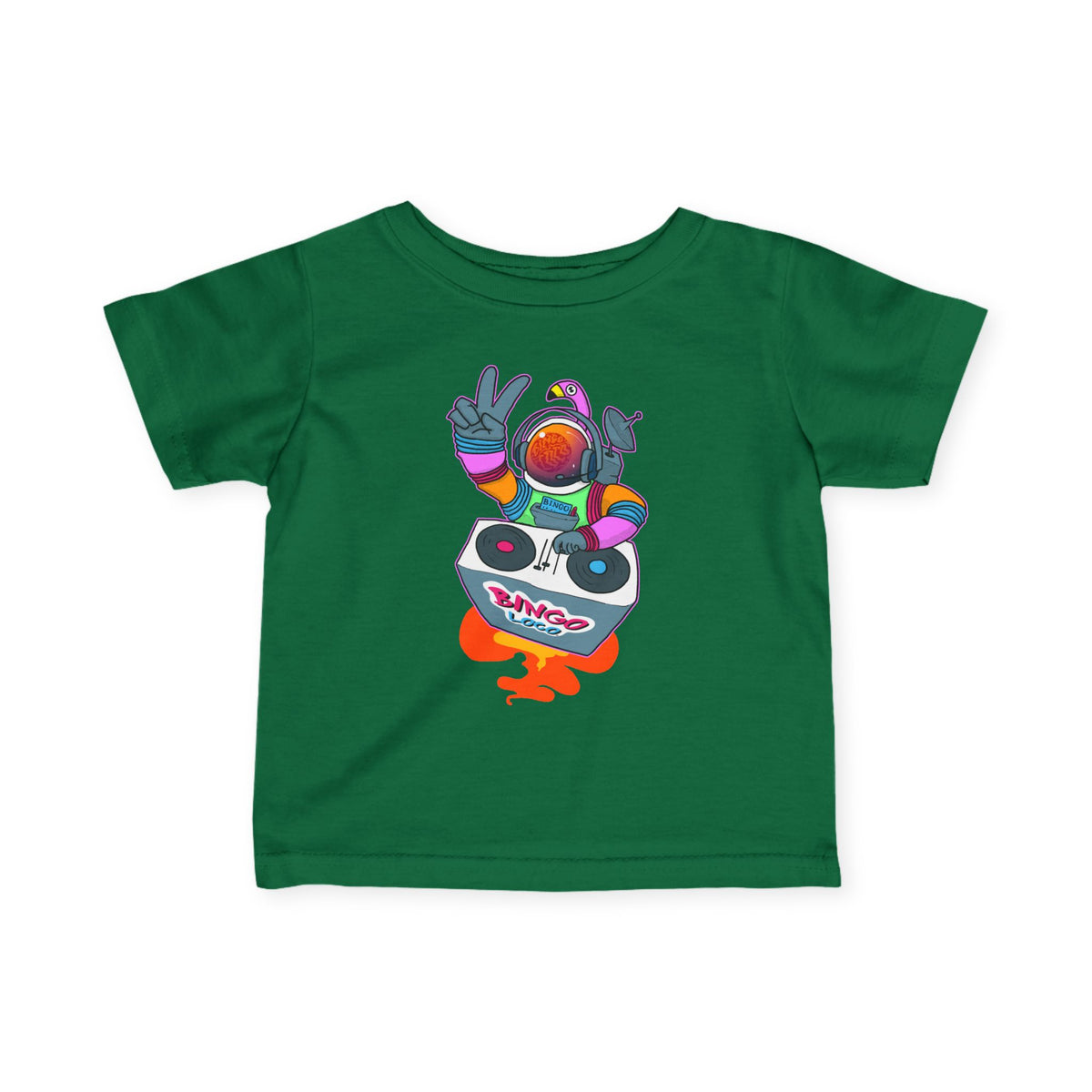 Infant Tee — Colorful DJ Astronaut Baby T‑Shirt (Bingo Loco)