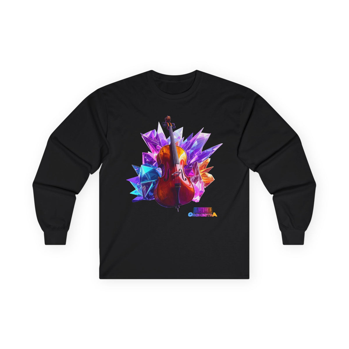 Cello Prism Long Sleeve Tee — Colorful Violin Graphic Shirt