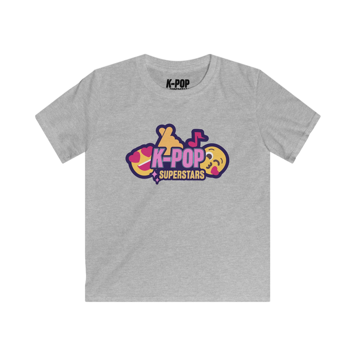 Kids K-Pop Superstars T-Shirt — Cute K-Pop Emoji Graphic Tee for Children