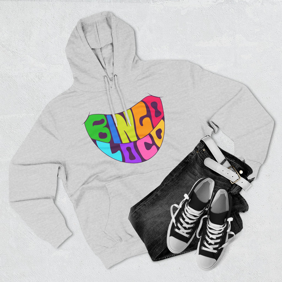 Colorful 70s Rainbow Circle Fleece Hoodie
