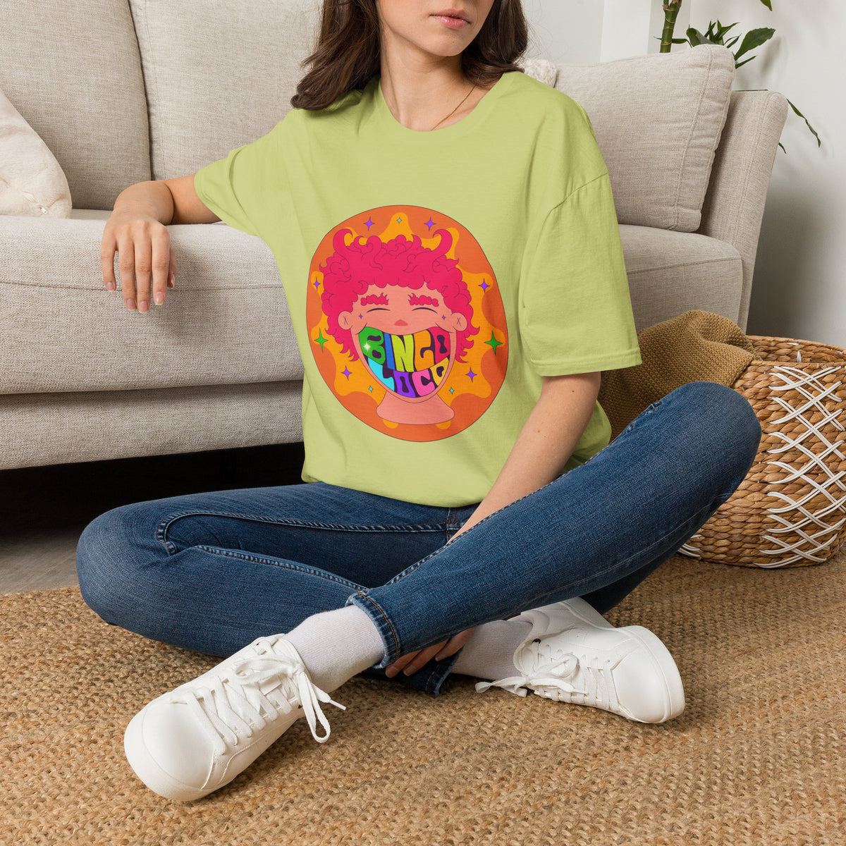Good Vibes Colorful Peace Sign Graphic T-Shirt
