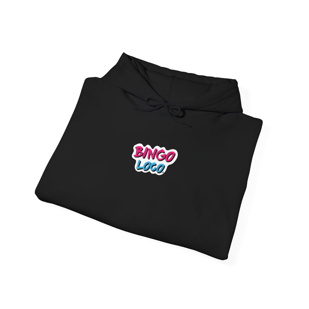 Bingo Logo Hoodie — Retro Pink & Blue Minimal Chest Graphic