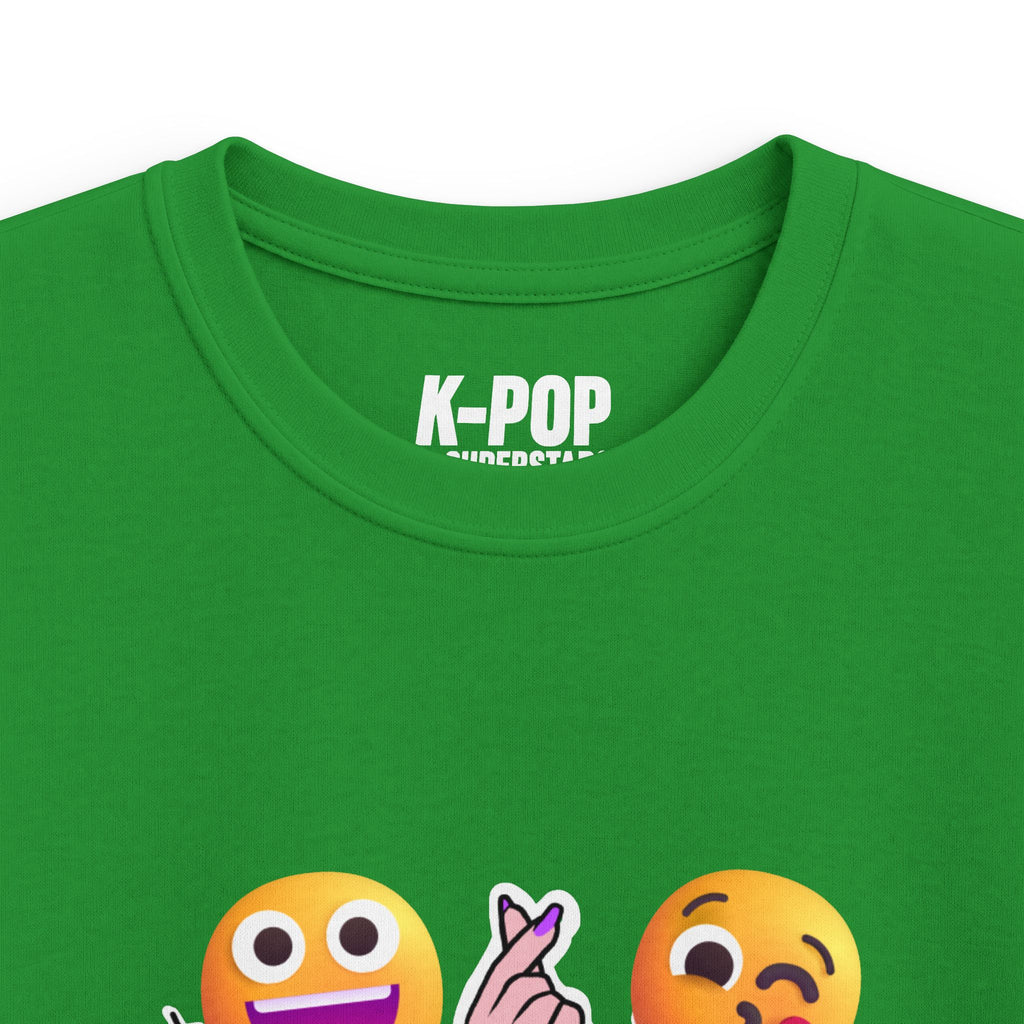 K-Pop Superstars Kids Tee — Cute Emoji & Hangul Graphic T-Shirt