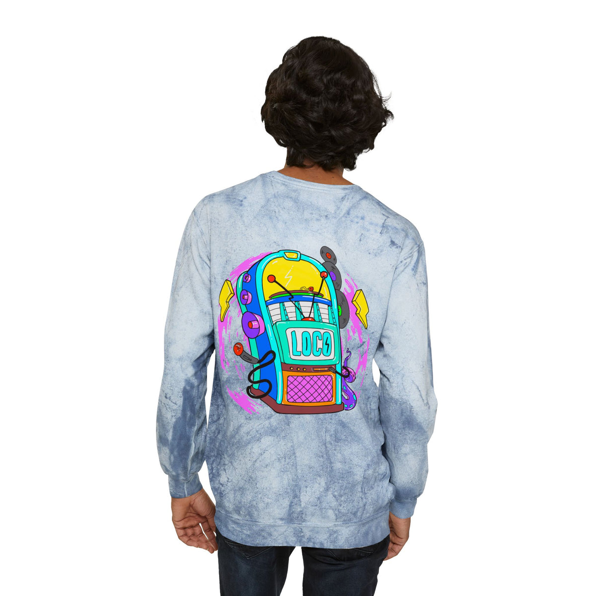 Color Blast Crewneck Sweatshirt — Juke Box Tie-Dye Design