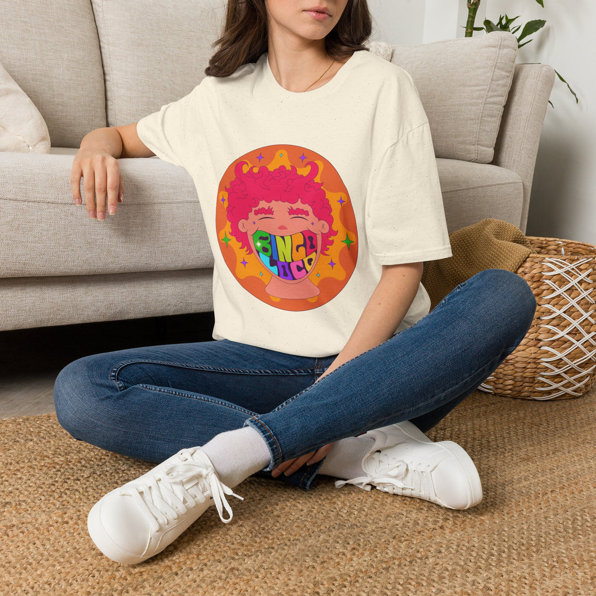 Good Vibes Colorful Peace Sign Graphic T-Shirt