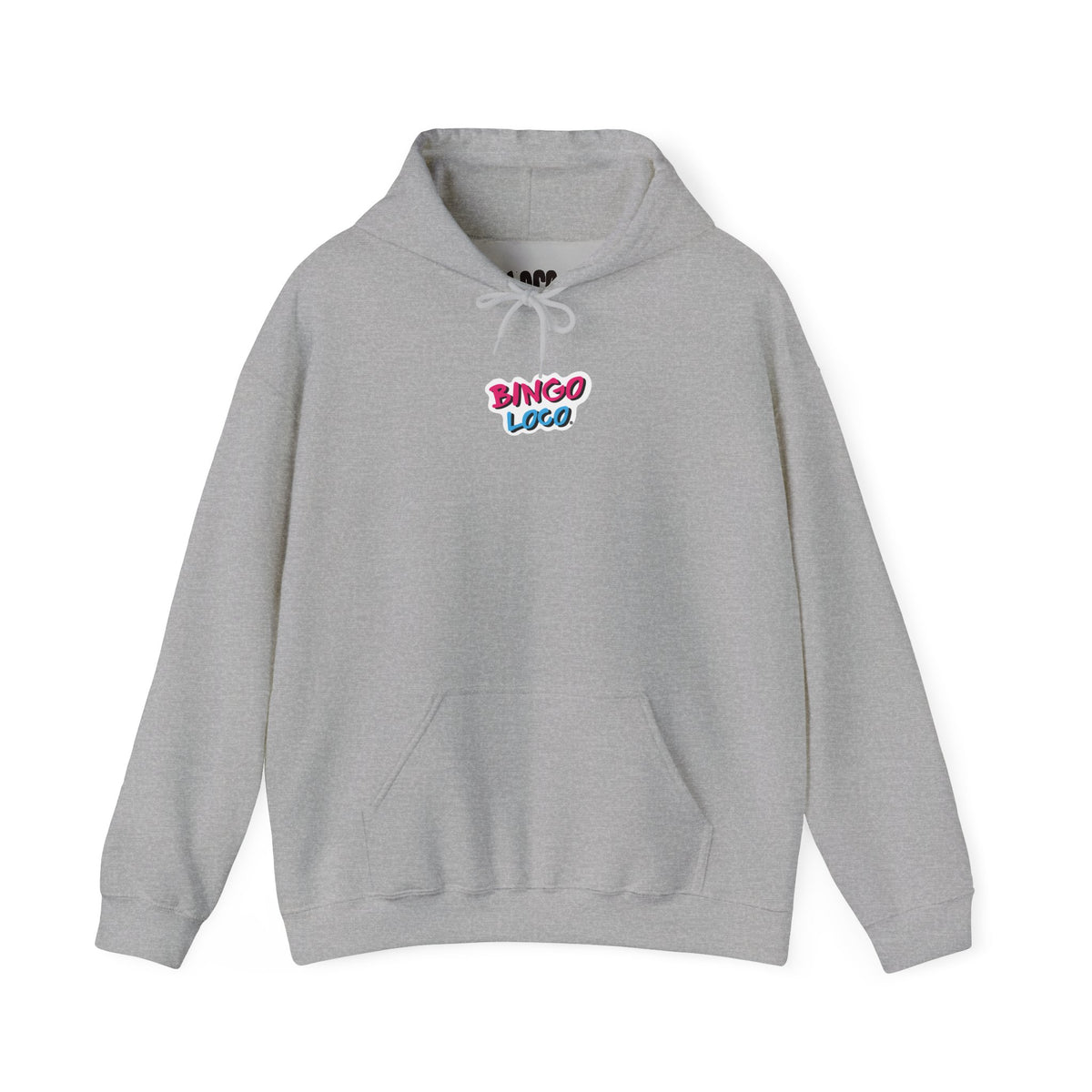 Bingo Logo Hoodie — Retro Pink & Blue Minimal Chest Graphic
