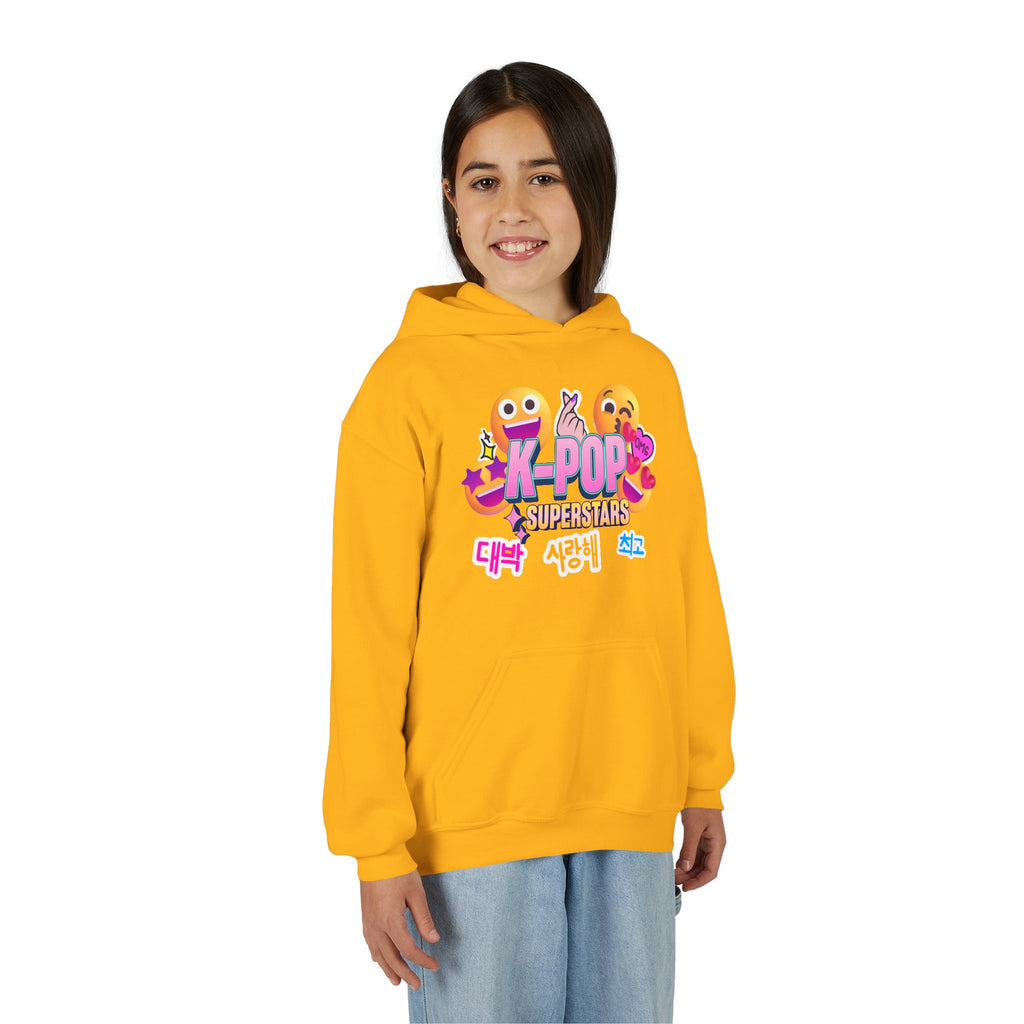 K-Pop Superstars Kids Hoodie — Cute Emoji Graphic Sweatshirt