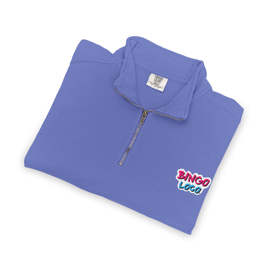 Quarter-Zip Sweatshirt — Retro 'Bingo Logo' Chest Graphic
