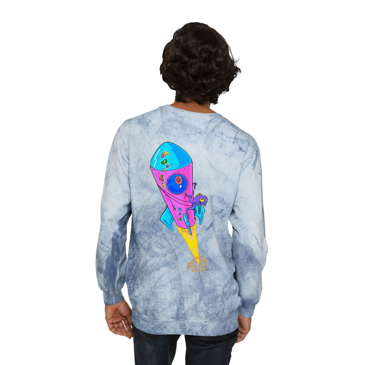 Color Blast Crewneck Sweatshirt — Rocket Tie-Dye Design