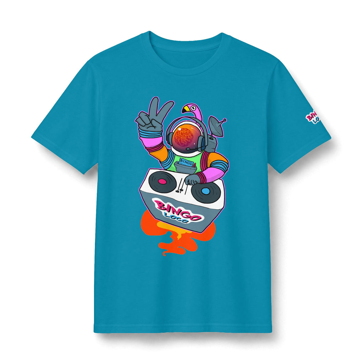 DJ Astronaut Graphic Tee — Retro Neon Space Concert T-Shirt