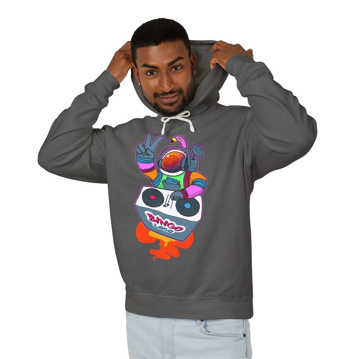 Astronaut DJ Hoodie — Colorful Space DJ Graphic Pullover
