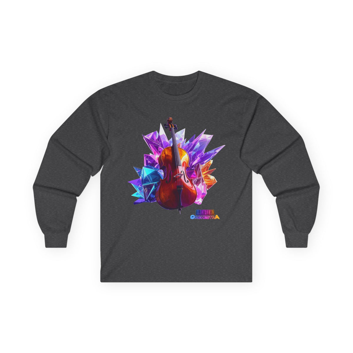 Cello Prism Long Sleeve Tee — Colorful Violin Graphic Shirt