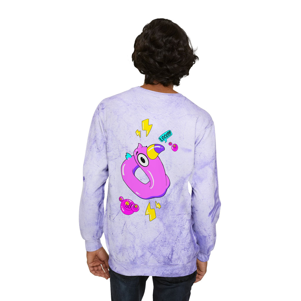 Color Blast Crewneck Sweatshirt — Flamingo Tie-Dye Design