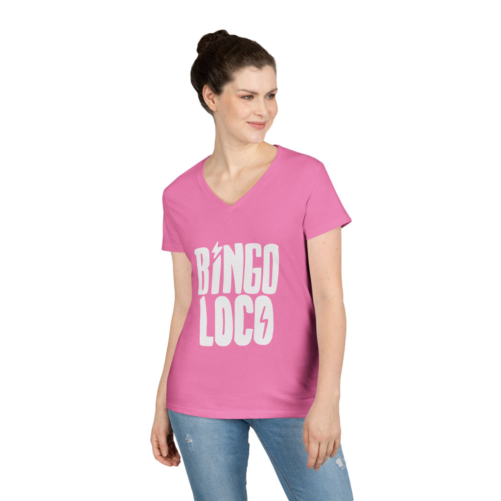 Bingo Loco V-Neck Tee — Retro Lightning Logo Women's T-Shirt