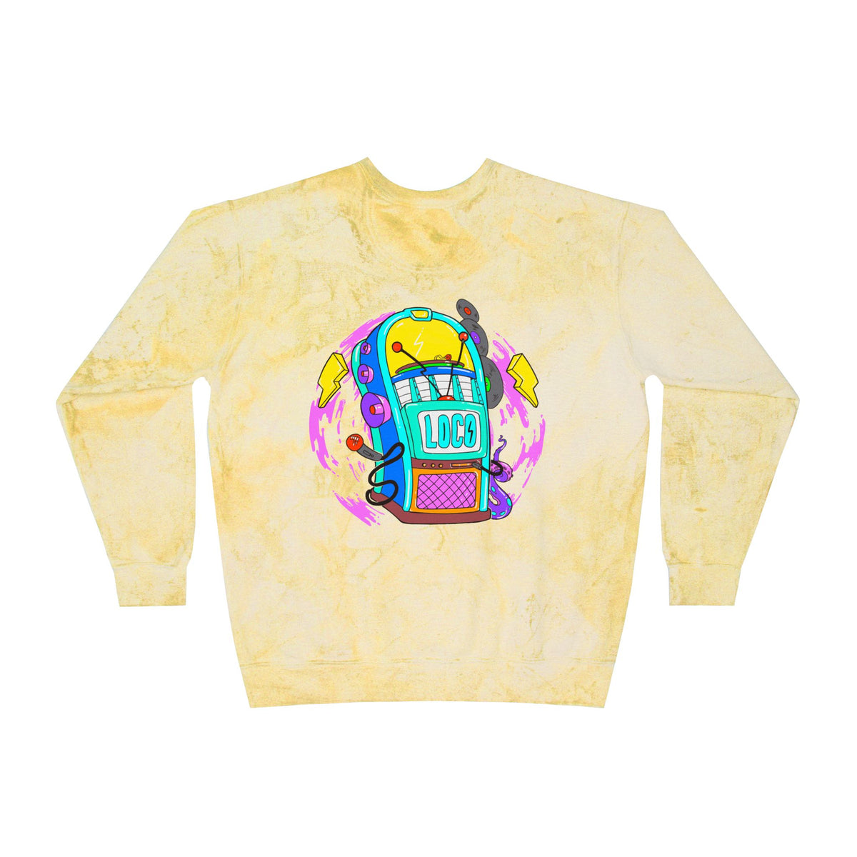 Color Blast Crewneck Sweatshirt — Juke Box Tie-Dye Design