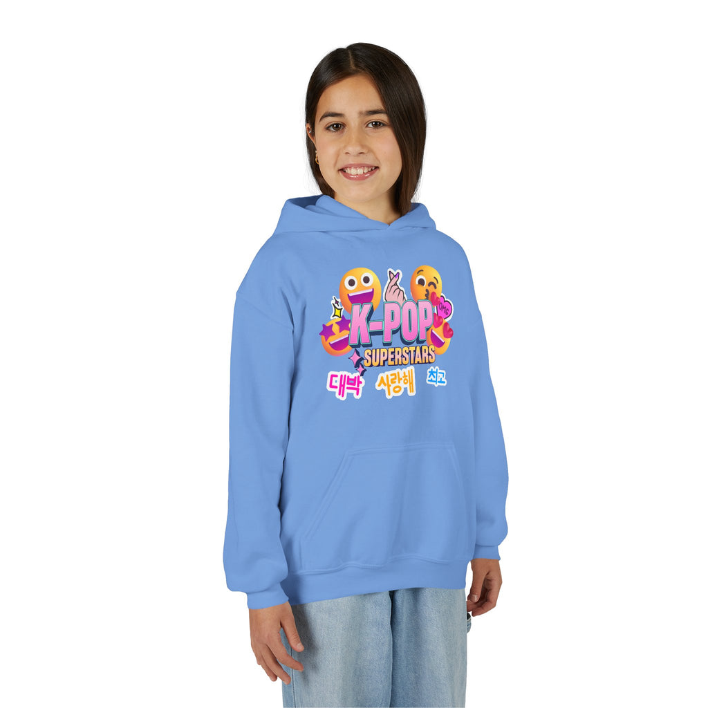K-Pop Superstars Kids Hoodie — Cute Emoji Graphic Sweatshirt
