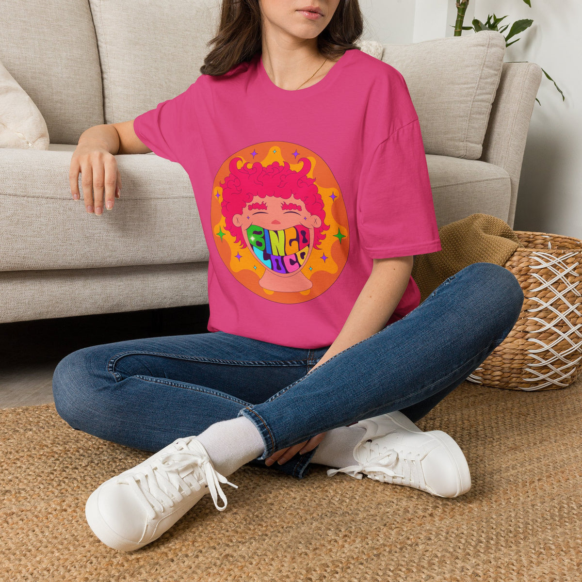 Good Vibes Colorful Peace Sign Graphic T-Shirt