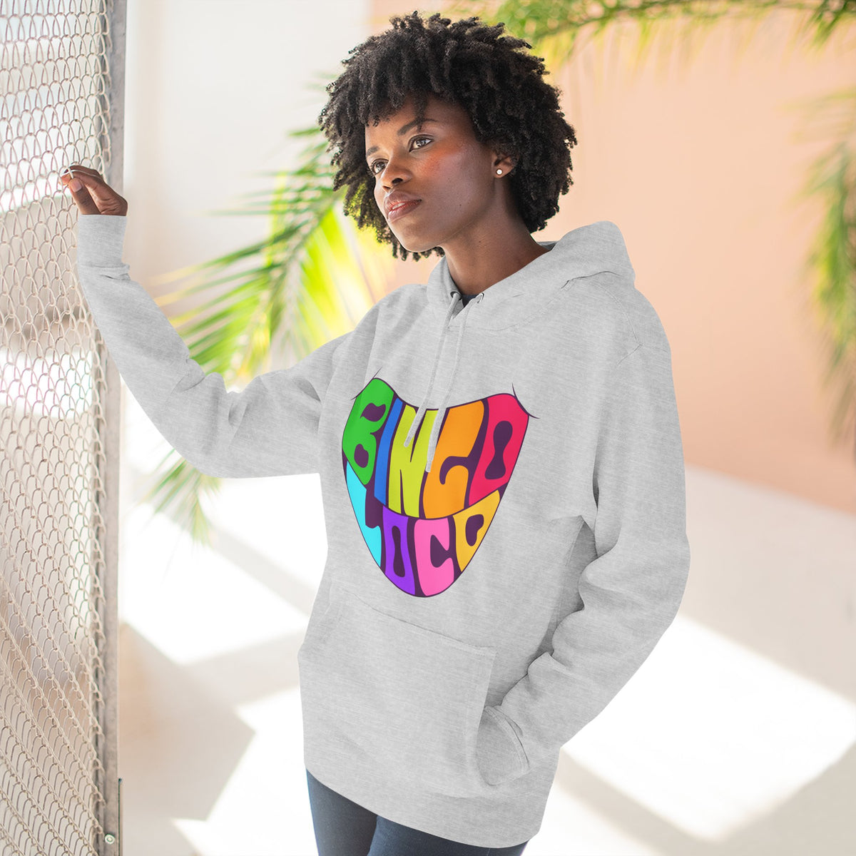 Colorful 70s Rainbow Circle Fleece Hoodie