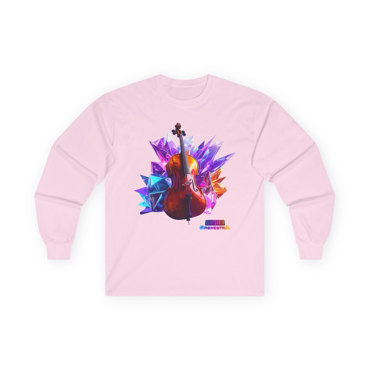 Cello Prism Long Sleeve Tee — Colorful Violin Graphic Shirt