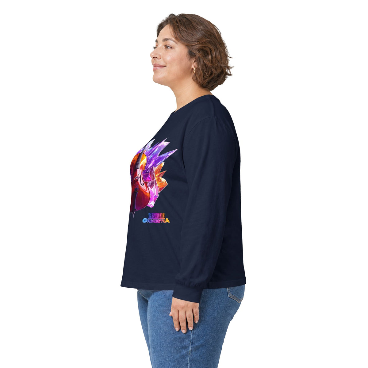Cello Prism Long Sleeve Tee — Colorful Violin Graphic Shirt