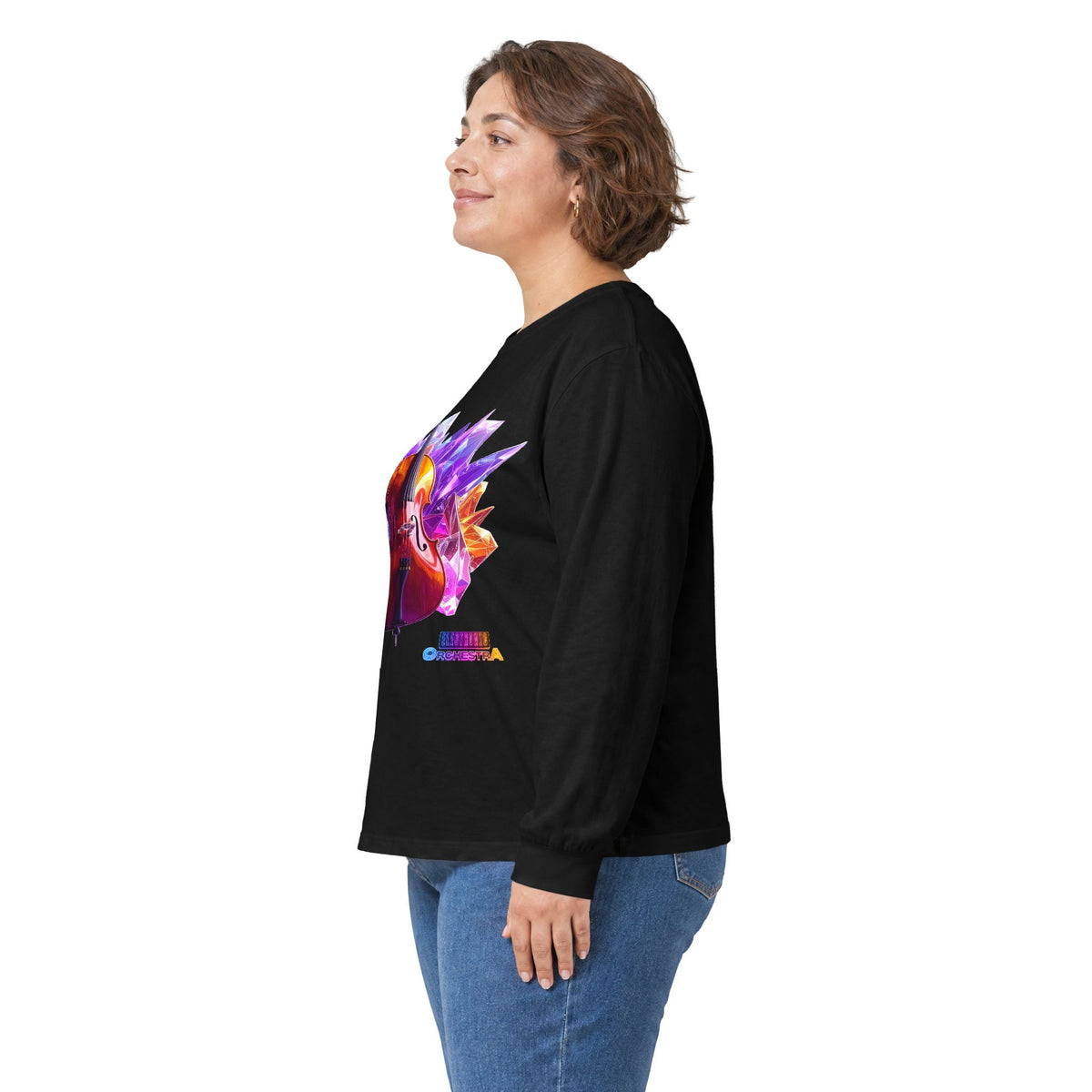 Cello Prism Long Sleeve Tee — Colorful Violin Graphic Shirt